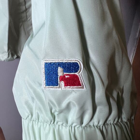 Russell Athletic M Coach Jacket Mint Green Windbreaker Snap Front Lightweight - Picture 10 of 16